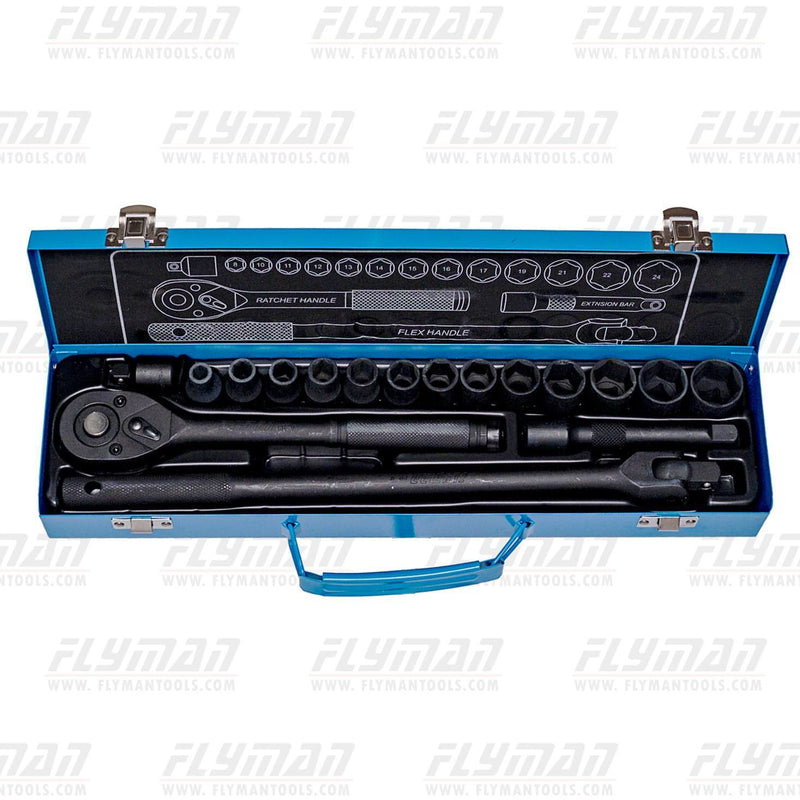 Flyman® Socket Set 17pcs 1/2 Drive (8mm-24mm)