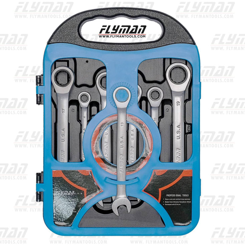 Flyman® Ratchet Combination Wrench Set 7pcs (8mm-19mm)