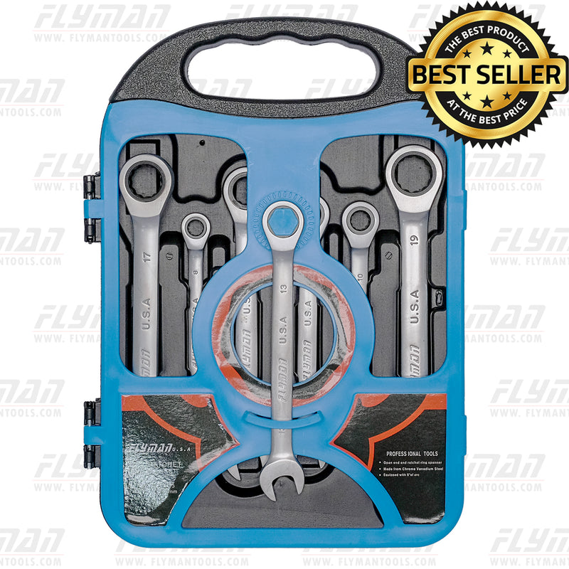 Flyman® Ratchet Combination Wrench Set 7pcs (8mm-19mm)